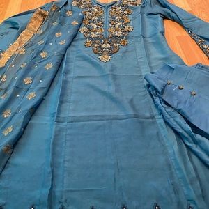 Baby blue Indian Pakistani shalwar kameez